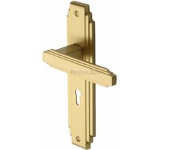 Heritage Brass Astoria Art Deco Style Door Handles, Satin Brass (sold in pairs)