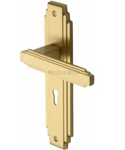 Heritage Brass Astoria Art Deco Style Door Handles, Satin Brass (sold in pairs)