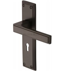 Heritage Brass Atlantis Art Deco Style Door Handles, Matt Bronze (sold in pairs)