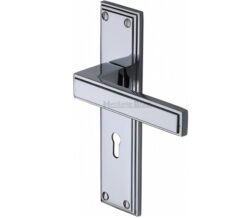 Heritage Brass Atlantis Art Deco Style Door Handles, Polished Chrome (sold in pairs)