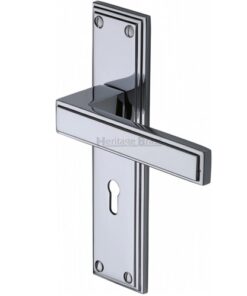Heritage Brass Atlantis Art Deco Style Door Handles, Polished Chrome (sold in pairs)