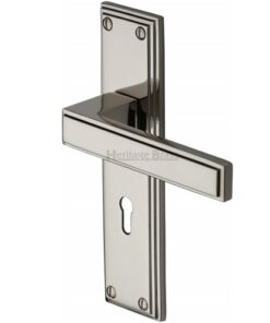 Heritage Brass Atlantis Art Deco Style Door Handles, Polished Nickel  (sold in pairs)
