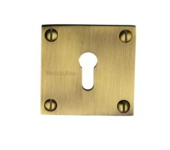 Heritage Brass Standard Square Slim Key Escutcheon, Antique Brass