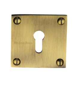 Heritage Brass Standard Square Slim Key Escutcheon, Antique Brass