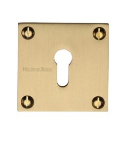 Heritage Brass Standard Square Slim Key Escutcheon, Satin Brass