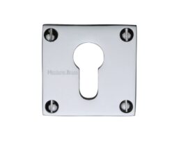 Heritage Brass Euro Profile Square Slim Key Escutcheon, Polished Chrome
