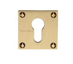 Heritage Brass Euro Profile Square Slim Key Escutcheon, Satin Brass