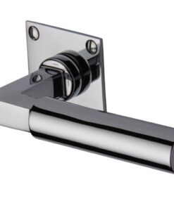 Heritage Brass Bauhaus Low Profile Polished Chrome Door Handles On Square Rose (sold in pairs)
