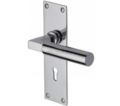 Heritage Brass Bauhaus Low Profile Door Handles On Backplate, Polished Chrome  (sold in pairs)