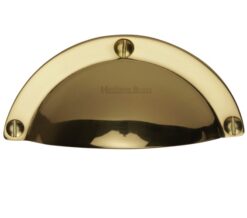 Heritage Brass Cabinet Drawer Pull Handle (86mm C/C), Polished Brass