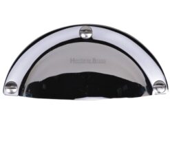 Heritage Brass Cabinet Drawer Pull Handle (86mm C/C), Polished Chrome