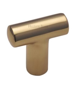 Heritage Brass T-Shaped Cabinet Knob, Polished Brass