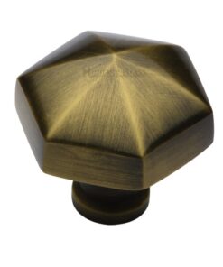 Heritage Brass Octagonal Cabinet Knob, Antique Brass