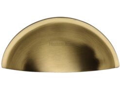 Heritage Brass Cabinet Drawer Pull Handle (57mm C/C), Satin Brass