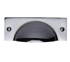 Heritage Brass Cabinet Drawer Pull Handle (112mm Length), Polished Chrome