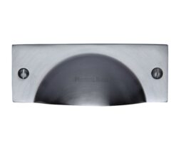 Heritage Brass Cabinet Drawer Pull Handle (112mm Length), Satin Chrome