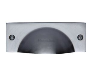 Heritage Brass Cabinet Drawer Pull Handle (112mm Length), Satin Chrome