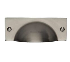 Heritage Brass Cabinet Drawer Pull Handle (112mm Length), Satin Nickel