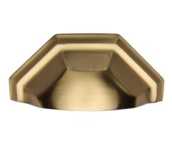 Heritage Brass Cabinet Drawer Pull Handle (89mm C/C), Satin Brass