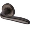 Heritage Brass Columbus Matt Bronze Door Handles On Round Rose  (sold in pairs)