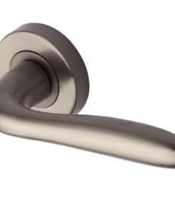 Heritage Brass Columbus Satin Nickel Handles On Round Rose  (sold in pairs)