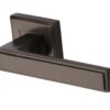 Heritage Brass Linear Matt Bronze Art Deco Style Door Handles On Square Rose (sold in pairs)