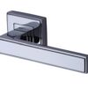 Heritage Brass Linear Polished Chrome Art Deco Style Door Handles On Square Rose  (sold in pairs)