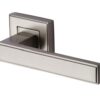 Heritage Brass Linear Satin Nickel Art Deco Style Door Handles On Square Rose  (sold in pairs)