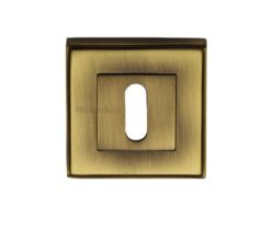Heritage Brass Art Deco Standard Key Escutcheon, Antique Brass