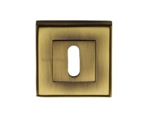 Heritage Brass Art Deco Standard Key Escutcheon, Antique Brass