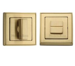 Heritage Brass Art Deco Square (54mm x 54mm) Turn & Release, Satin Brass