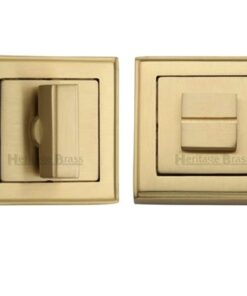 Heritage Brass Art Deco Square (54mm x 54mm) Turn & Release, Satin Brass