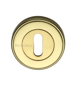 Heritage Brass Art Deco Style Standard Key Escutcheon, Polished Brass