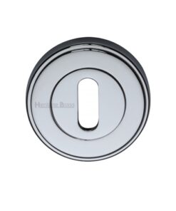 Heritage Brass Art Deco Style Standard Key Escutcheon, Polished Chrome