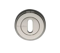 Heritage Brass Art Deco Style Standard Key Escutcheon, Polished Nickel