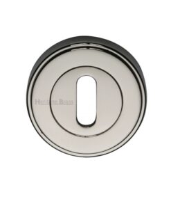 Heritage Brass Art Deco Style Standard Key Escutcheon, Polished Nickel