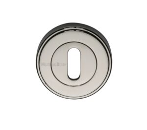 Heritage Brass Art Deco Style Standard Key Escutcheon, Polished Nickel