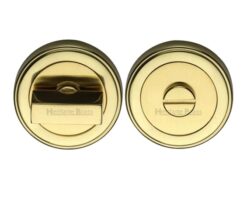 Heritage Brass Art Deco Style Round 53mm Diameter Turn & Release, Polished Brass Finish