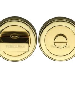 Heritage Brass Art Deco Style Round 53mm Diameter Turn & Release, Polished Brass Finish