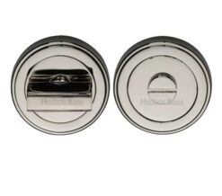 Heritage Brass Art Deco Style Round 53mm Diameter Turn & Release, Polished Nickel Finish