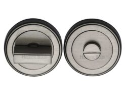 Heritage Brass Art Deco Style Round 53mm Diameter Turn & Release, Satin Nickel Finish