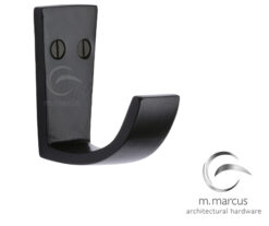 M Marcus Single Robe Hook (61mm x 51mm), Smooth Black Iron