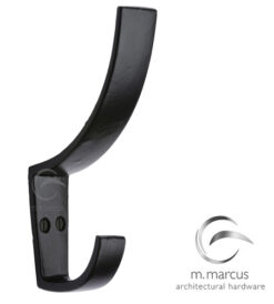 M Marcus Hat & Coat Hook (130mm x 82mm), Smooth Black Iron