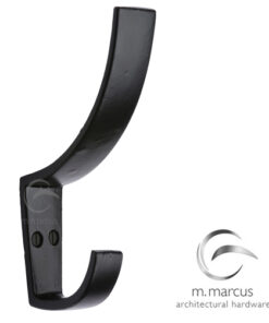 M Marcus Hat & Coat Hook (130mm x 82mm), Smooth Black Iron