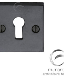 M Marcus Square Standard Profile Escutcheon, Smooth Black Iron