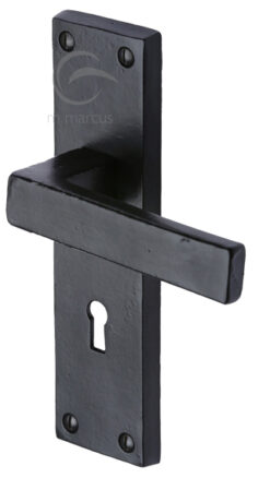 M Marcus Cheswell Door Handles, Smooth Black Iron  (sold in pairs)