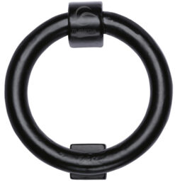 M Marcus Ring Door Knocker (107mm Diameter), Smooth Black Iron