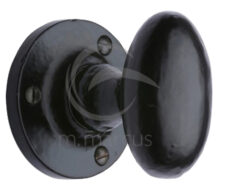 M Marcus Knowle Oval Mortice Door Knob, Smooth Black Iron  (sold in pairs)