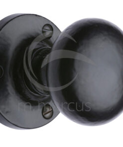 M Marcus Alveley Round Mortice Door Knob, Smooth Black Iron (sold in pairs)