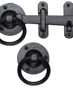 M Marcus Ring Gate Latch (170mm Length), Smooth Black Iron
